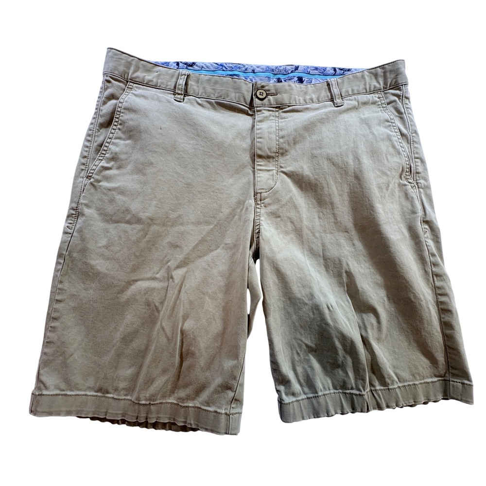 Tommy Bahama Chino Shorts Mens 36 Khaki Flat Front Cotton Tencel Stretch Casual